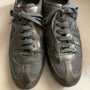 Gucci leather and cloth black sneakers